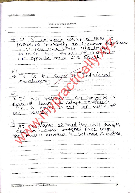 Meter Bridge Practical Answers First Year Msbte Manual Answers, First Year second semester Practical Answers, Manaul answers,