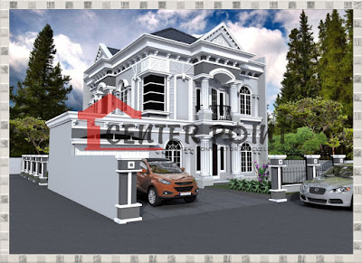 Jasa Gambar Rumah di Sawahlunto -  Rumah Fasade Klasik Mediterania Modern Home House Mewah Luxury Profil Pilar Eropa