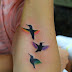 Women Hand With 3 Flying Crows Tattoo