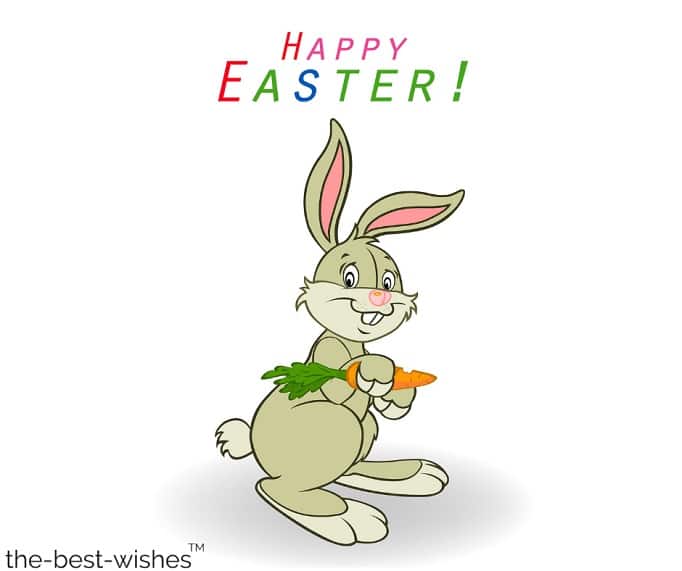 bunny holding carrot happy easter pic