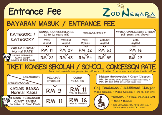 Harga Tiket Zoo Negara 2019