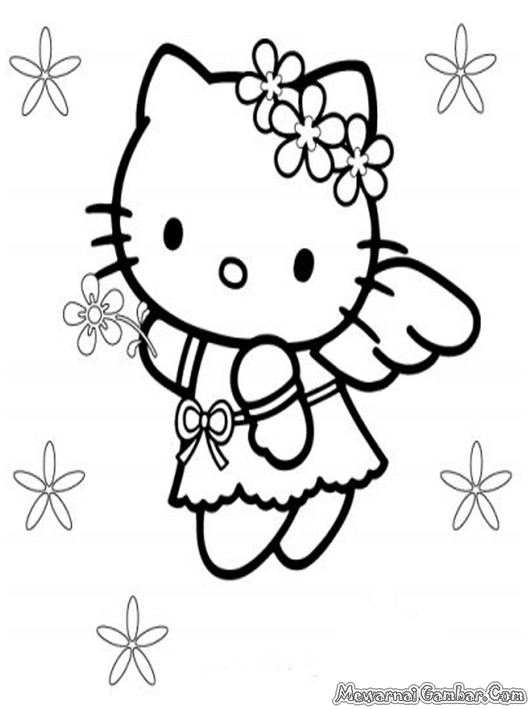 Sketsa Gambar Hello Kitty Hitam Putih  Contoh Sketsa Gambar 