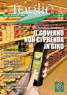 Foglie. Agricoltura Agroalimentare Turismo Rurale 2012-17 - 1 Ottobre 2012 | TRUE PDF | Quindicinale | Agricoltura | Ambiente | Informazione Locale
Il periodico di informazione tecnico agraria della regione Puglia.