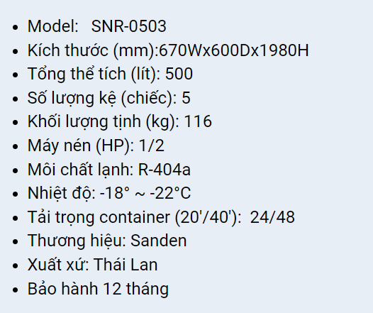 TỦ ĐÔNG CÁNH KÍNH SANDEN SNR-0503