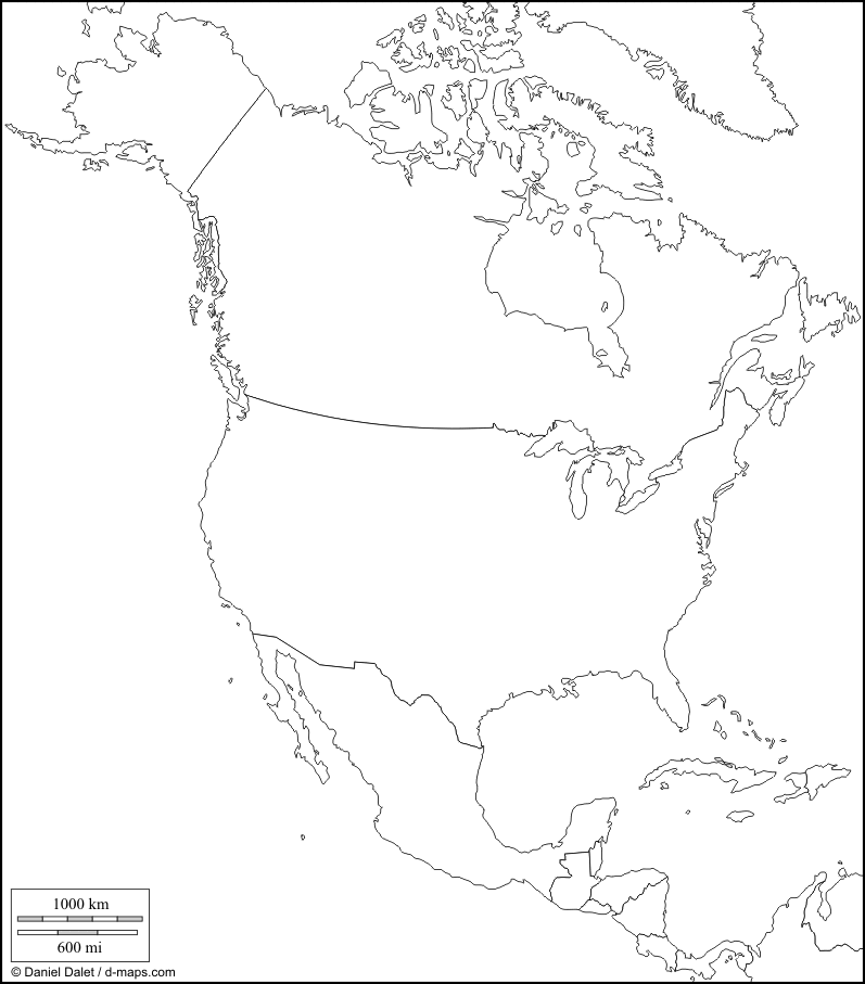 Blank Map Of North America