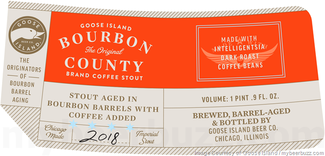 Goose Island Adding 2018 Bourbon County Reserve Elijah Craig, Neapolitan, Coffee, Vanilla, Bramble, Proprietors & Horchata