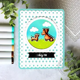 Sunny Studio Stamps: Frilly Frames Puppy Parents Fancy Frames I Dig You Card by Rachel Alvarado