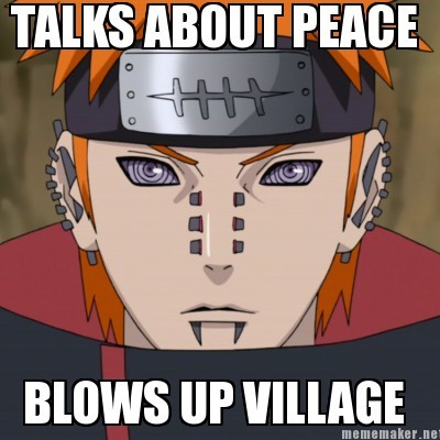 talks about peace blows up a village