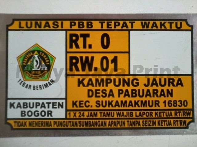 Plat nomor rumah bogor