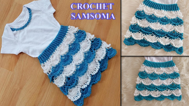 كروشيه جيبة / كروشيه تنورة طبقات باسهل طريقة ولاي مقاس / Crochet ruffle skirt / Falda a crochet