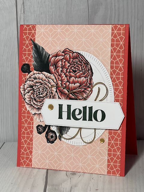 Floral greeting card using Stampin' Up! Favored Flowers Designer Series Paper