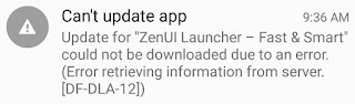 Screenshot of Google Play Store download error DF-DLA-12