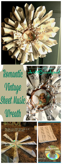 diy craft vintage sheet music turned christmas holiday wreath 