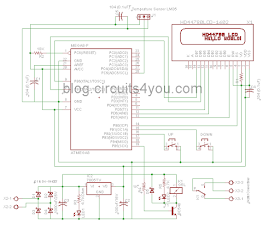 AVR Microcontroller based Temperature Controller project circuit diagram