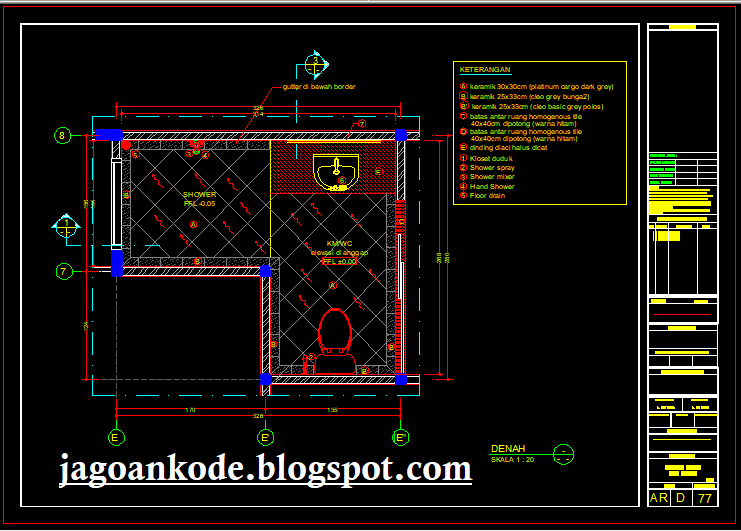  Desain  Denah Kamar  Mandi  WC Lantai Bawah Autocad  File dwg 