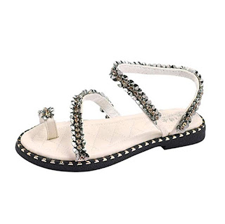 Women Ladies Fashion Crystal Bling Round Toe Flat Casual Loafers Sandals Shoes