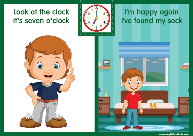 Telling the time worksheet - seven o'clock on the clock - printable ESL resources