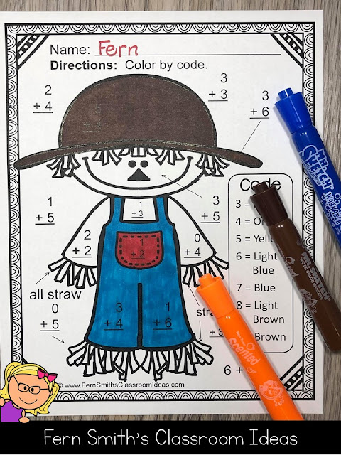 ** BEST SELLER ** You will love the ease of these Ten Adorable Fall Themed Color by Number Addition and Subtraction for Fall and Autumn Resource. Your students will adore these TEN Fall Color By Number Worksheets while learning and reviewing important skills at the same time! You will love the no prep, print and go ease of these printables. As always, answer keys are included. 10 adorable Fall Themed Color by Code Addition and Subtraction for Fall and Autumn. #FernSmithsClassroomIdeas