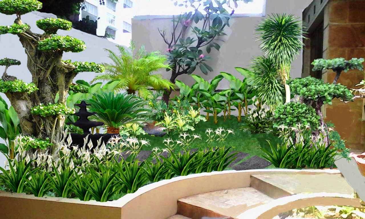 30+ desain taman sudut minimalis di depan rumah ukuran 