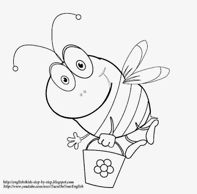 cute cartoon bee coloring page