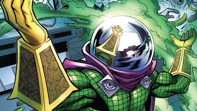 Identitas asli Mysterio adalah Quentin Beck, seorang stunt man yang bercita-cita menjadi artis terkenal di Hollywood.