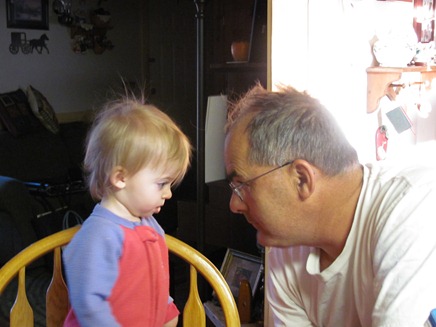 Elaine talking to Grandpa Godby