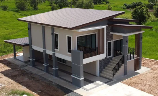 Desain rumah dengan atap miring 2 sisi