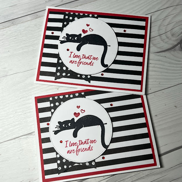 Greeting cards using a cat theme and stamps from Stampin' Up! Love Cats Stamp Set