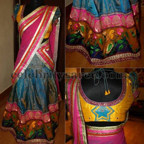 Painted Designer Half Saree