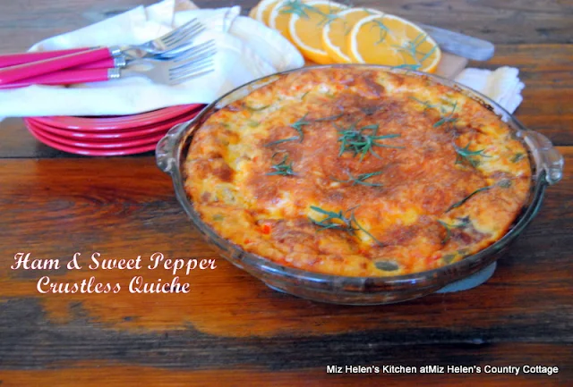 Ham and Sweet Pepper Crustless Quiche at Miz Helen's Country Cottage