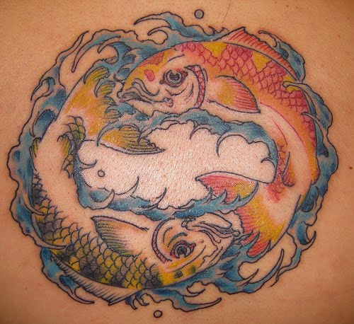 tag : Arm, back, Colour tattoo, Cool tattoo, Design, Pisces, Fish, Tattoo, 