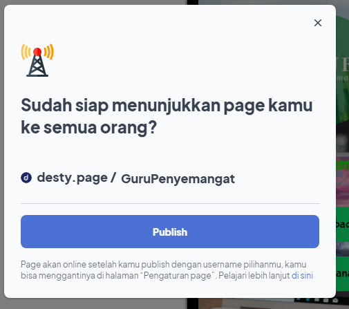 Publikasikan Desty Page