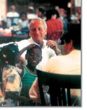 Paul Newman with campers at a Hole In The Wall Gang camp