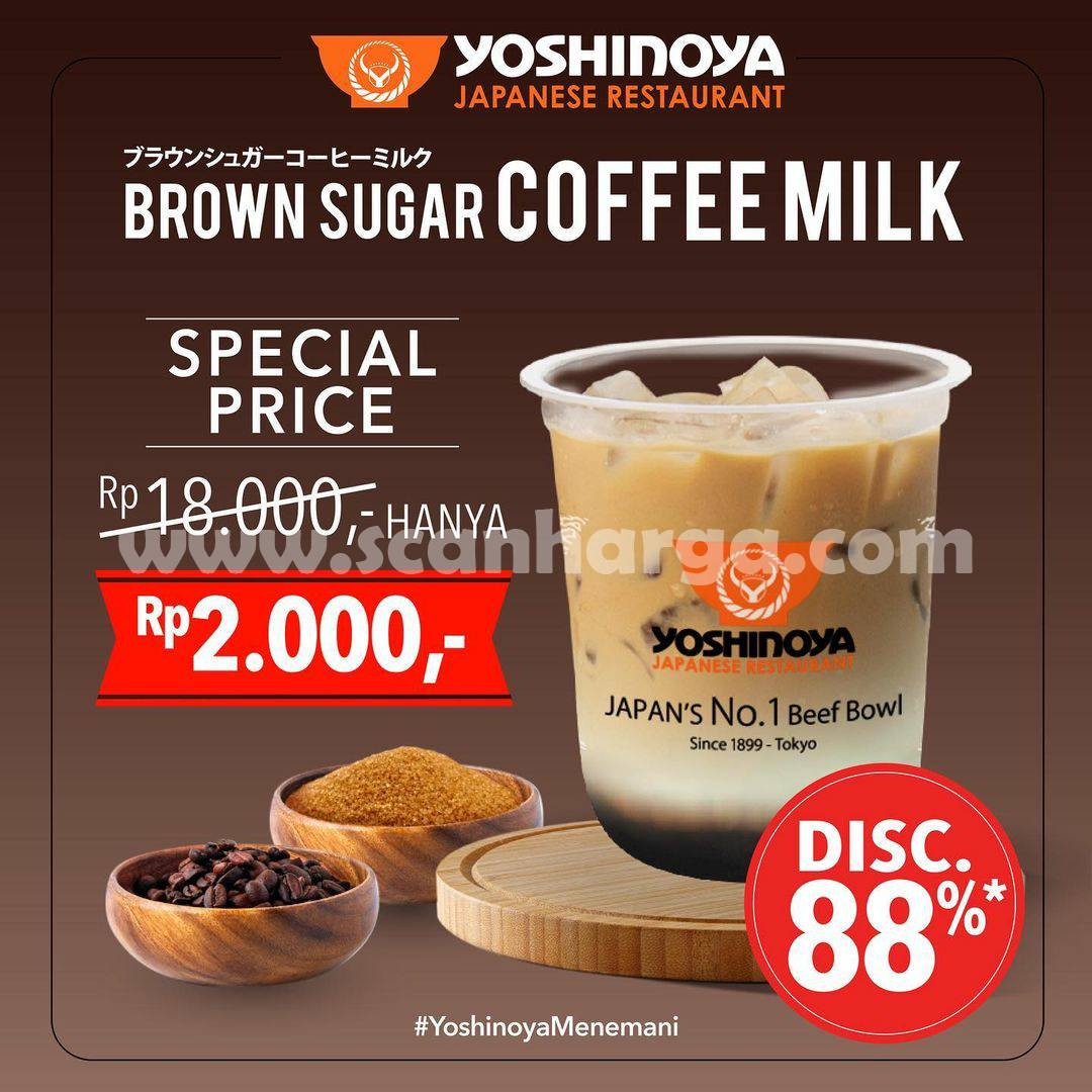 Promo YOSHINOYA Brown Sugar Coffee Milk harga spesial cuma Rp. 2.000