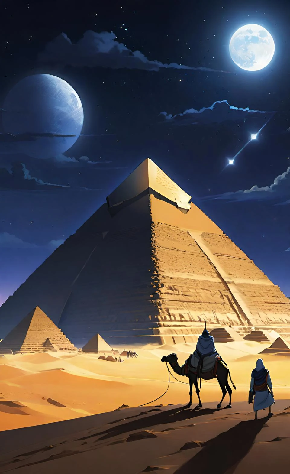 اجمل خلفيات اهرامات مصر بمنظر ليلي رائع