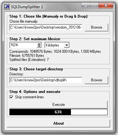 SQLDumpSplitter2 แบ่งไฟล์ sql ใหญ่ๆให้เล็กลงเพื่อการ Dump ข้อมุลโดยเฉพาะ