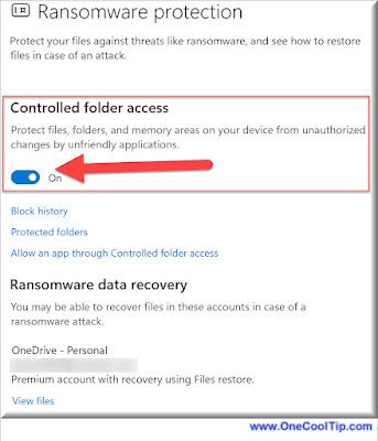 Windows Ransomware Setting - Controlled Folders