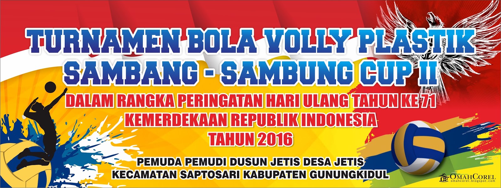 Desain Spanduk Turnamen Bola Voli Plastik Vector CDR 