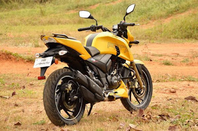 TVS Apache RTR 200 4V yellow rear image