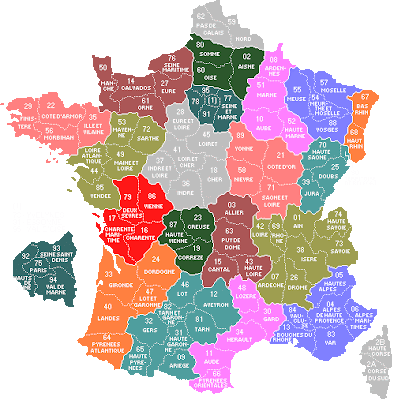 Francia Mapa de Región