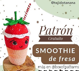 PATRON GRATIS BATIDO DE FRESA AMIGURUMI 67497