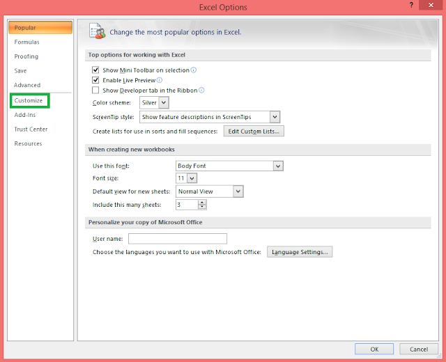 Excel Option to Create PivotTable and PivotTable Chart Wizard