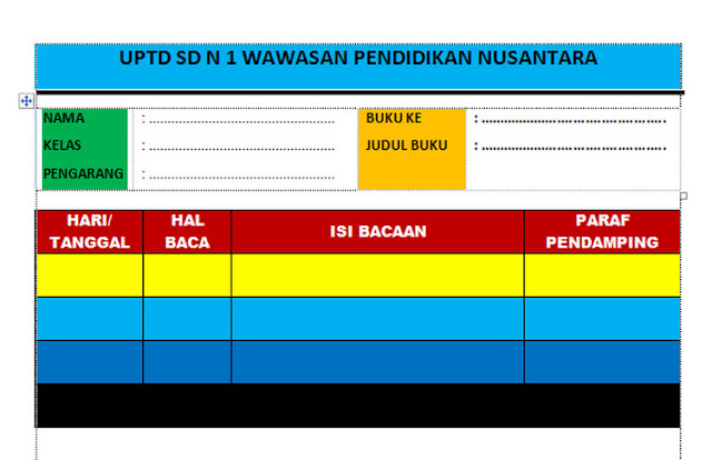 Contoh Format Jurnal Membaca Harian 2018