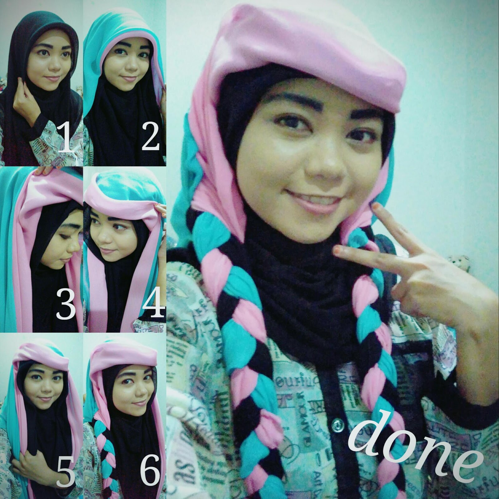 Gambar Tutorial Hijab Dua Warna Tutorial Hijab