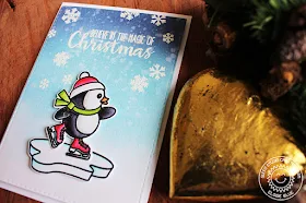 Sunny Studio Stamps: Snow Kissed Snowflake & Ice Skating Penguin Card by Eloise Blue
