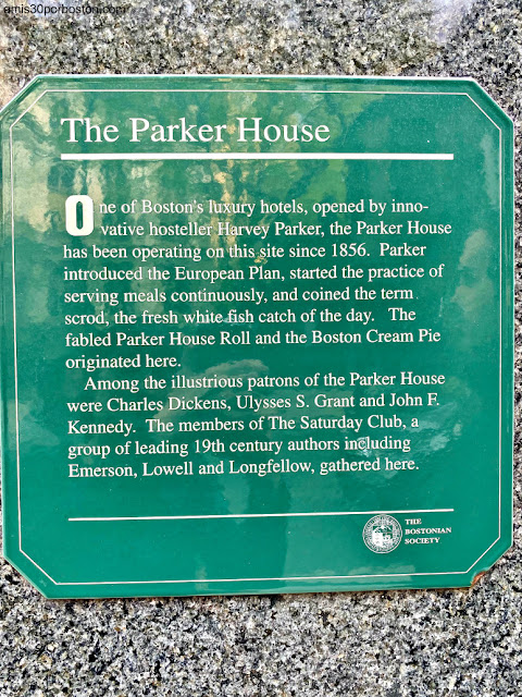 Placa Histórica del Parker House en Boston