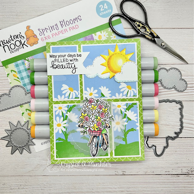 May your days be filled with beauty by Crystal features Loads of Blooms, Circle Frames, Sky Scene Builder, and Spring Blooms by Newton's Nook Designs; #inkypaws, #newtonsnook, #springcards, #floralcards, #cardmaking