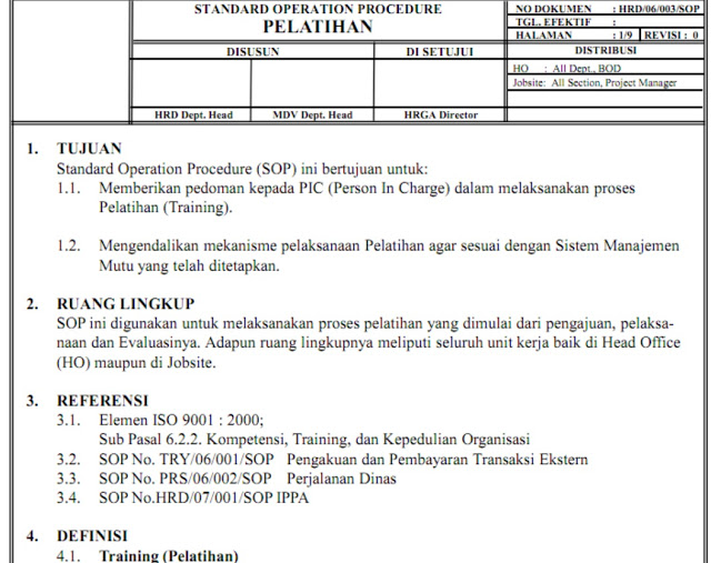 Contoh SOP HRD, Beserta Flowchart dan dokumen pendukungnya 