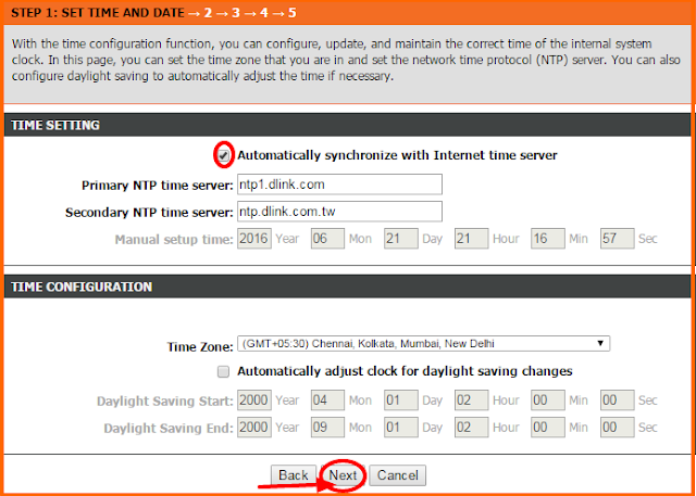 dlink internet time settings