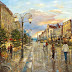 City landscape Paintings by Dmitri Spiros - Rainy day